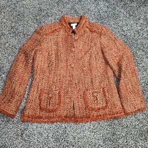 CHICO'S FALLEN FOR FALL SARAIH JACKET RED OCHRE,Orange Women Sz 2,U.S Large